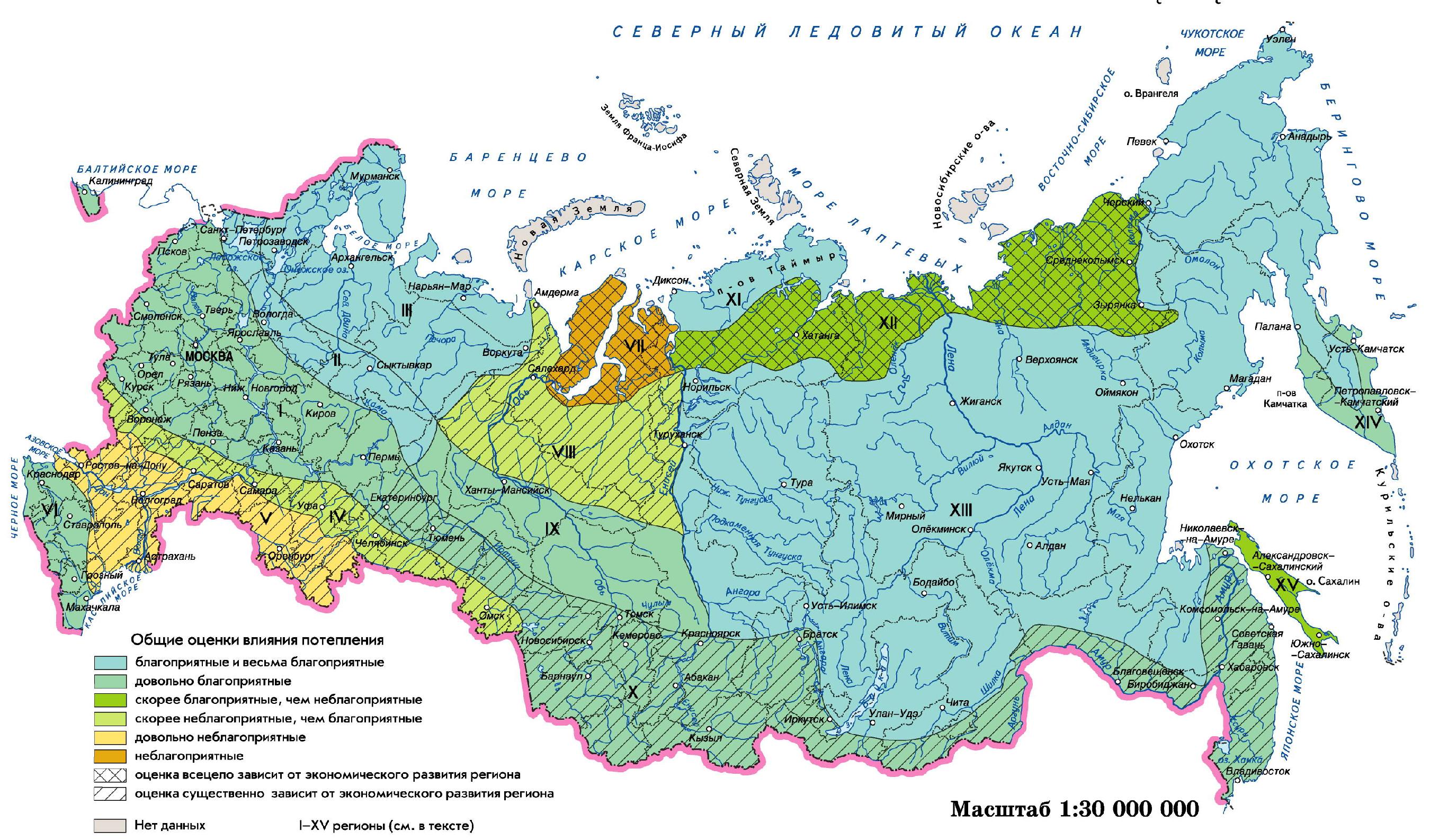 Карта изменения климата в России